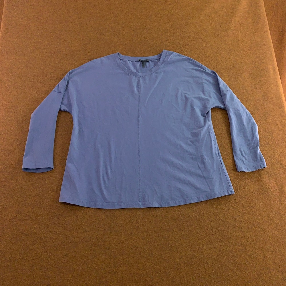 Oska Womens 4 (US 12/14) Blue Cotton Blend Relaxed Long Sleeve T-Shirt Top New